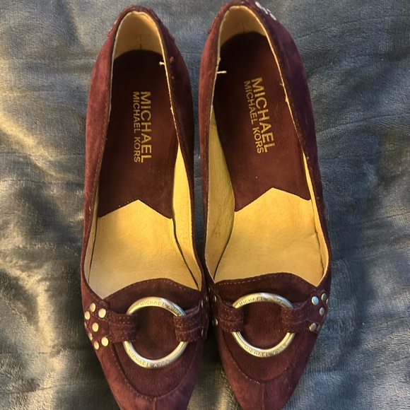 Michael Kors Deep Purple Heels with Silver Accents - Picture 1 of 4